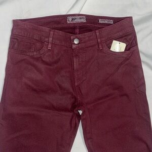 New Guess Brittney Skinny Ankle Red Burgundy Coated Denim Jeans 31